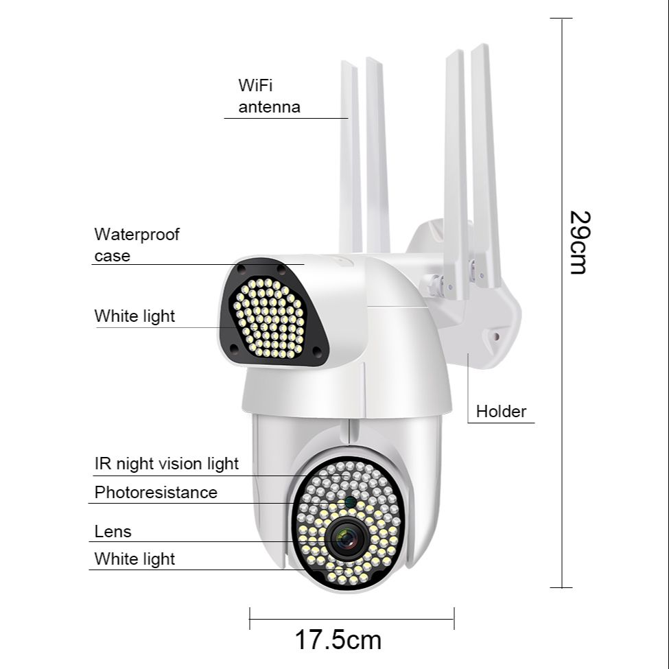 V380 Q10 1080P HD WiFi PTZ Wireless WiFi IP Camera Outdoor Two-Way PTZ 2.0MP Camera Waterproof IR Cam Monitor With Night Vision. 