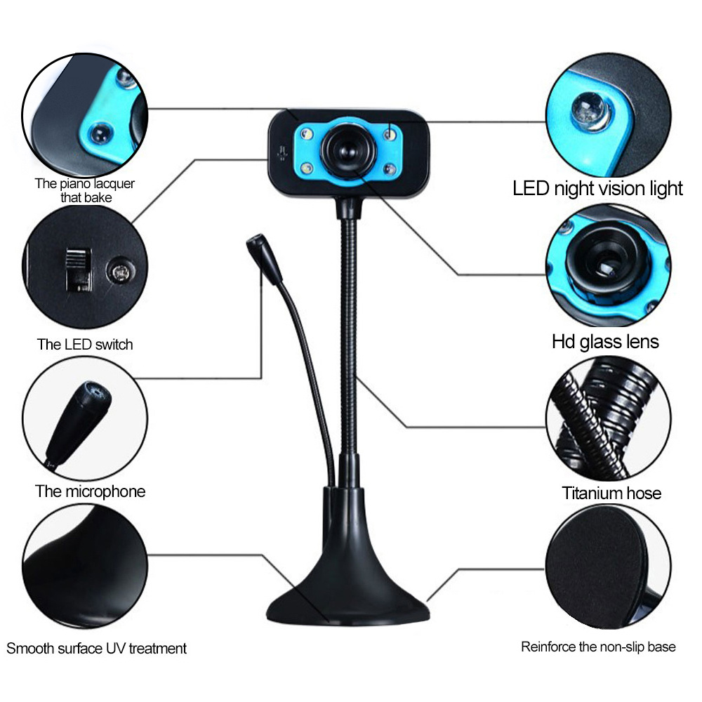 New Webcam 480P 720P 1080P HD Camera with External Microphone for Computer PC Laptop Desktop Digital USB Video Camera Web Cam. 