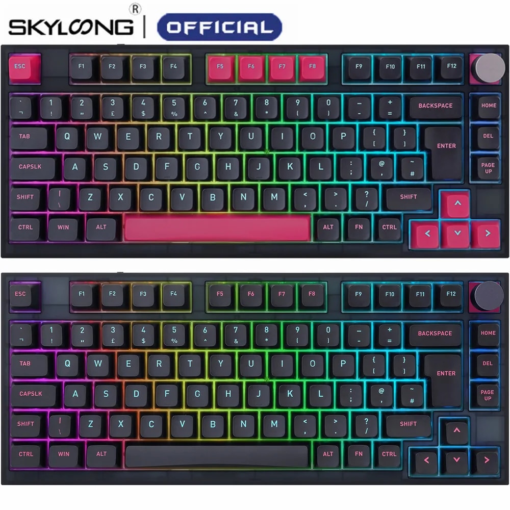 SKYLOONG GK75 ISO Layout Knob Mechanical Keyboard Optical Switch Hot Swappable Miami Night USB RGB Programmable Gaming Keyboards