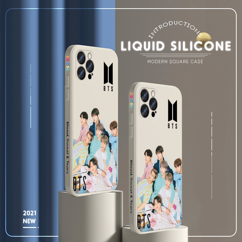 UCUC for iPhone X XS Back Cover Famous Korean Boy Group BTS Thin Soft Luxury Square Liquid Silicone Phone Case. 