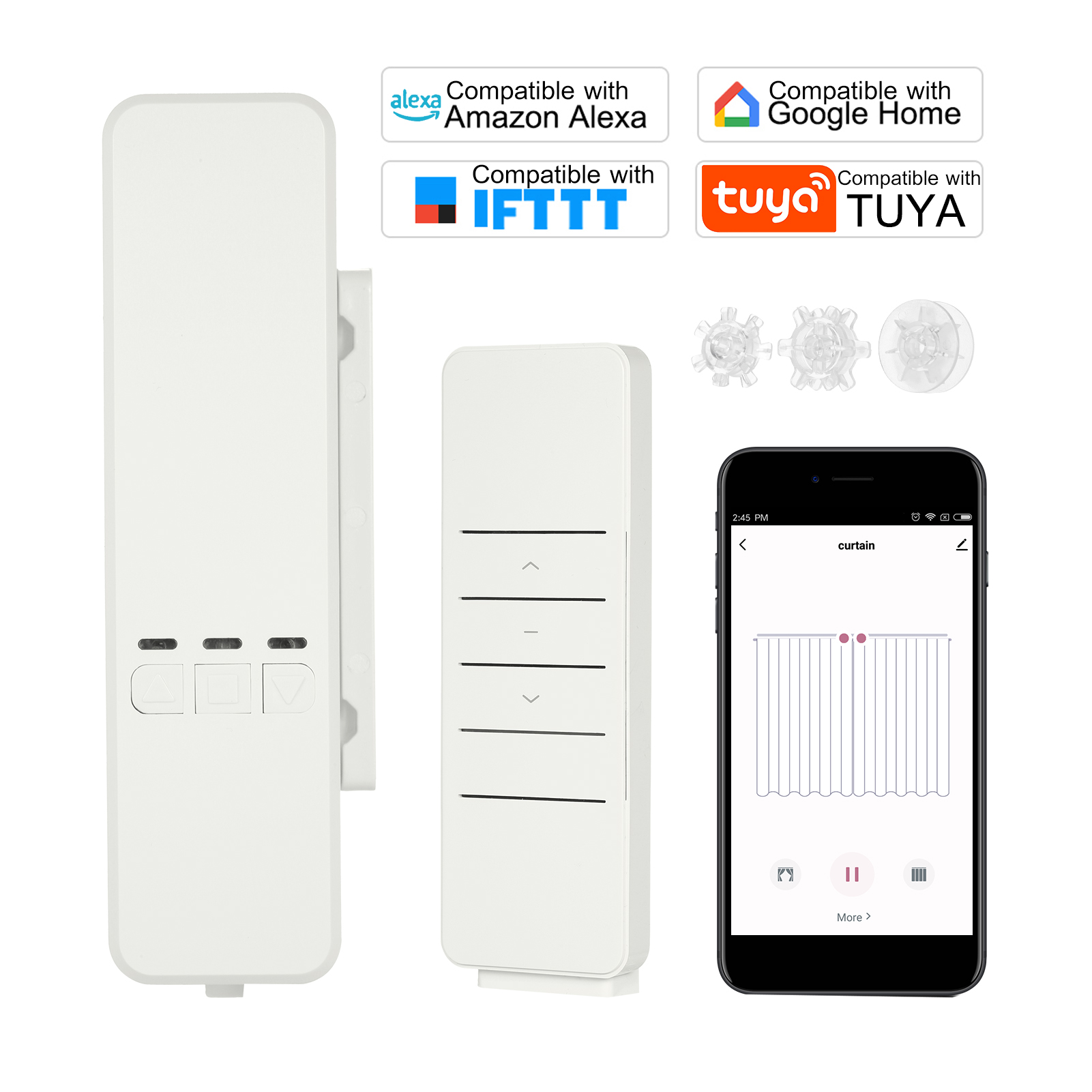 KOGEEK Wi-fi Tuya DIY Smart Motorized Chain Roller Blinds Shade Shutter Drive Motor Compatible with Alexa Google Home APP + RF + Voice Control Week Programmable. 