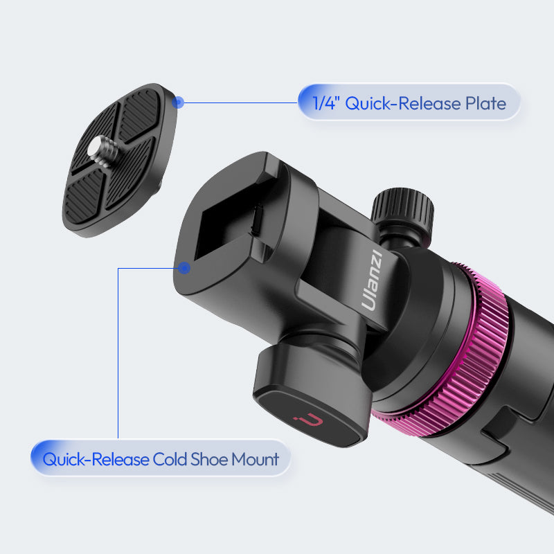 Ulanzi MT-89 2M Extendable Tripod Light Stand w 1/4'' Quick Release Plate Cold Shoe Mount for DSLR Camera Phone Video Light Mic. 
