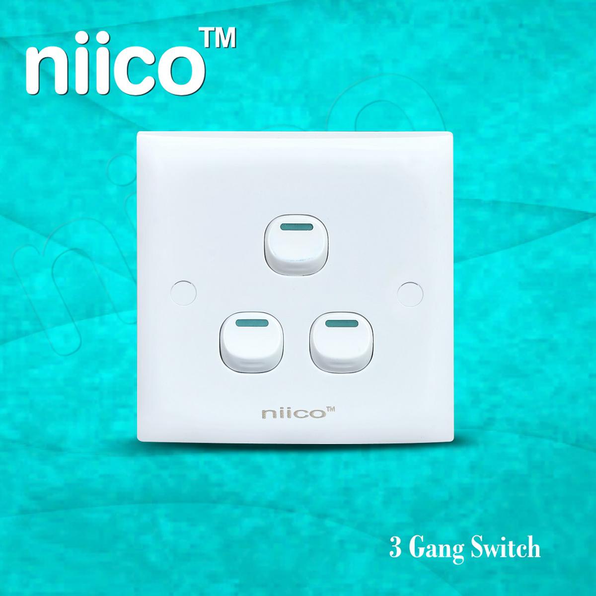 NIICO Classic 3 Gang 1 Way Wall Switch ( 5 Year Warranty)