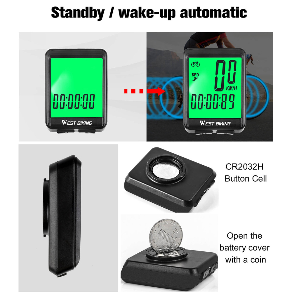 WEST BIKING Waterproof Bicycle Computer WirelessWired MTB Bike Cycling Odometer Stopwatch Speedometer Watch LED Digital Rate. 