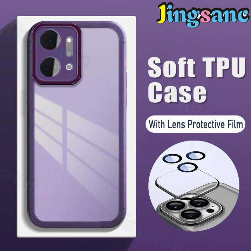 2023 Ready Phone case For Honor X7A Phone cover cases with Lens Protector Films Translucent Soft Silicone Phone cover cases Shockproof Back Cover