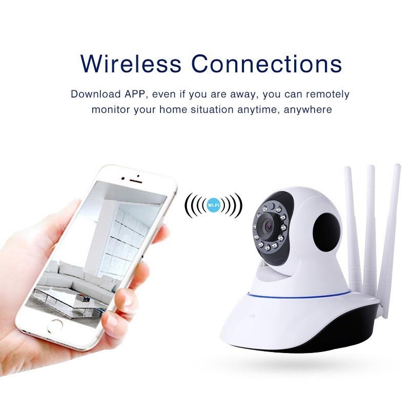 Wifi IP Camera V380 Pro Three Antenna With LAN Port Night Vision Smart Security CCTV Camera. 
