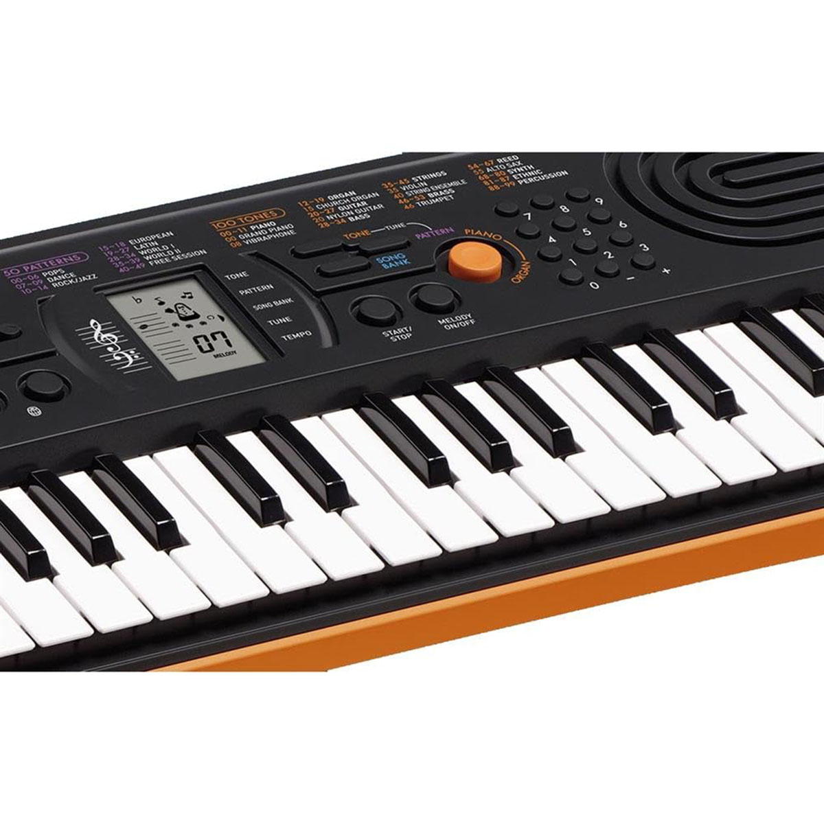 Casio SA-77 Portable Musical Keyboard Piano - Black & Grey with adapter. 
