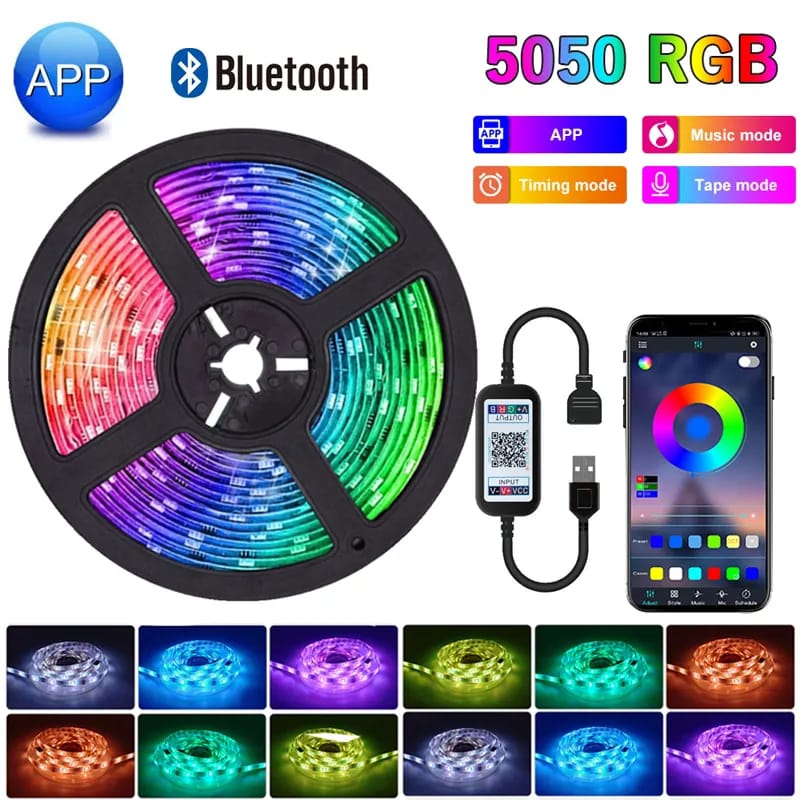 Customize Your Space with Vibrant RGB LED Strip Lights - App and Remote Control. 