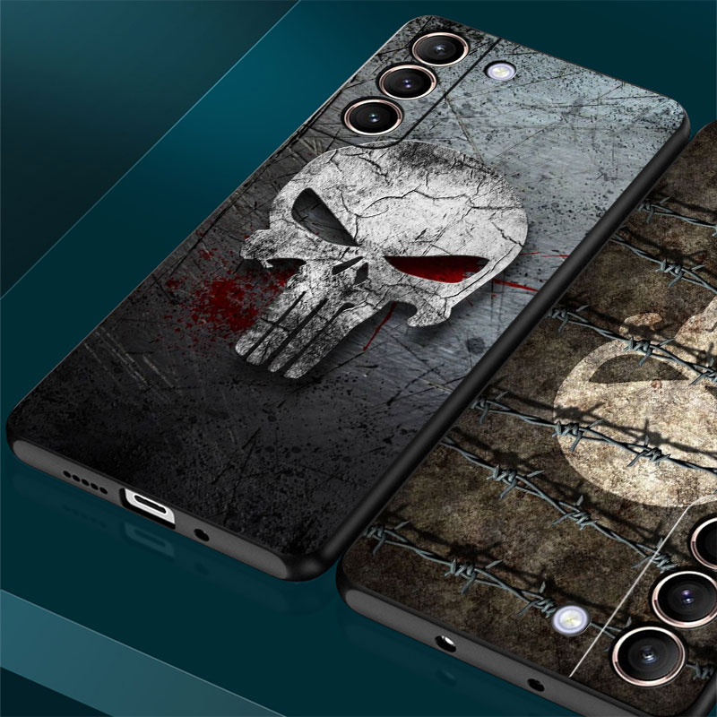 Marvel Superhero Punisher Case For Samsung Galaxy S22 Ultra S23 Plus S20 SE S21 S10 Lite S9 S8 S24 S10 Soft Silicone Phone Cover. 