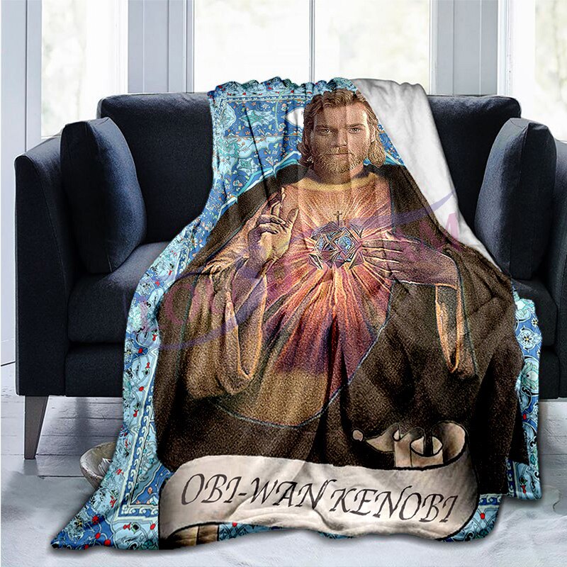 【2023NEW】Newest Space Jesus Print Obi-Wan Kenobi Blanket Warm Plush Cozy Home Throw Blanket for Beding Comfortable Couch Lightweight. 