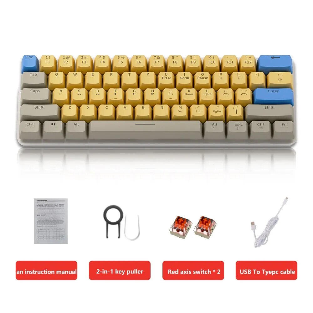 MUCAI 61 Key USB Wired Mechanical Keyboard LED Backlit Axis Gaming Mechanical Keyboard Gateron Optical Switches For Desktop. 