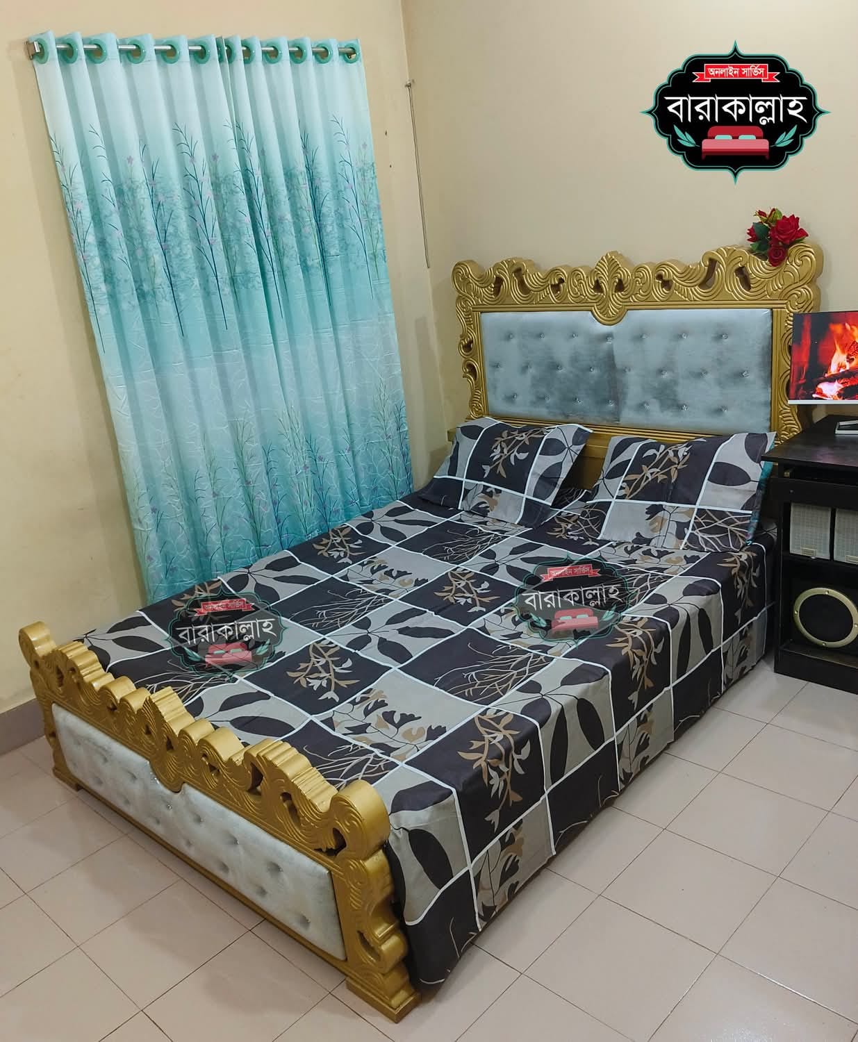 double King Size Bed Sheet Set with Pillow Cover Chador set 7.5×8.25 feet Full Cotton Fabric. 