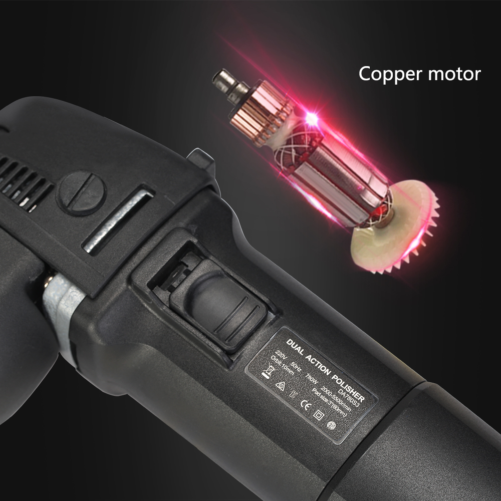 SPTA 3" 75mm Electric Mini Car Polisher 780W Random Orbit Dual Action Polishing Waxing Machine with Sponge Buffing Pads. 