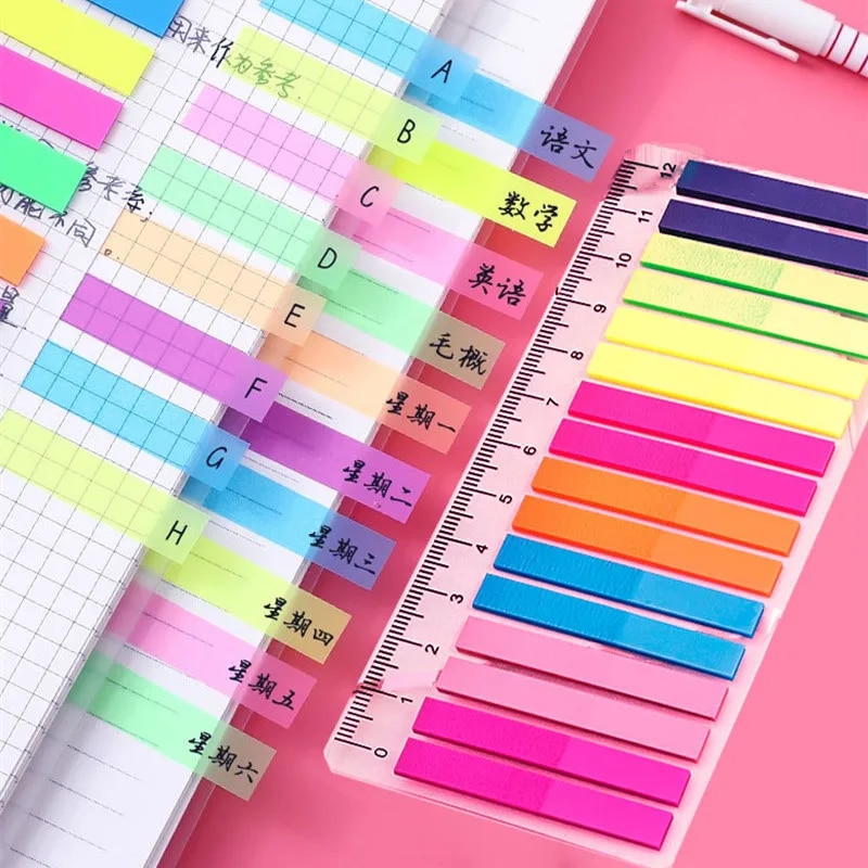 KindFuny 320 Sheets Transparent Sticky Notes Self-Adhesive Posted It Annotation Books Bookmarks Memo Pad Index Tabs Stationery. 