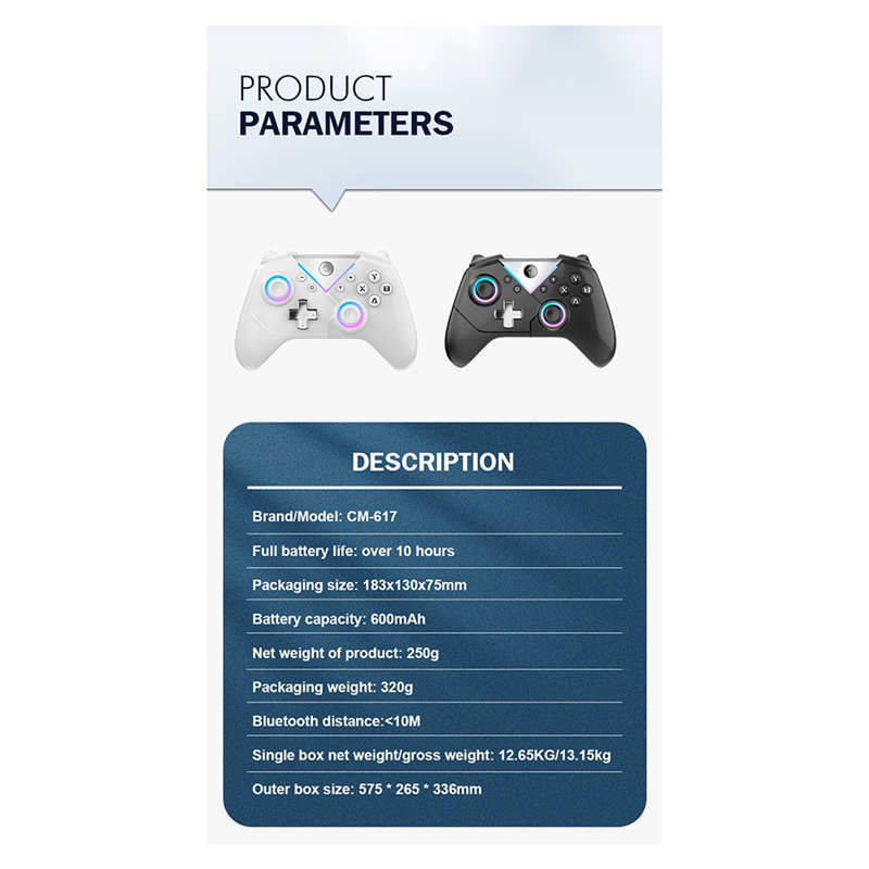 Game Console Six-Axis with Macro Programmable Wireless Bluetooth Controller Game Controller for Install Easy to Use Black. 