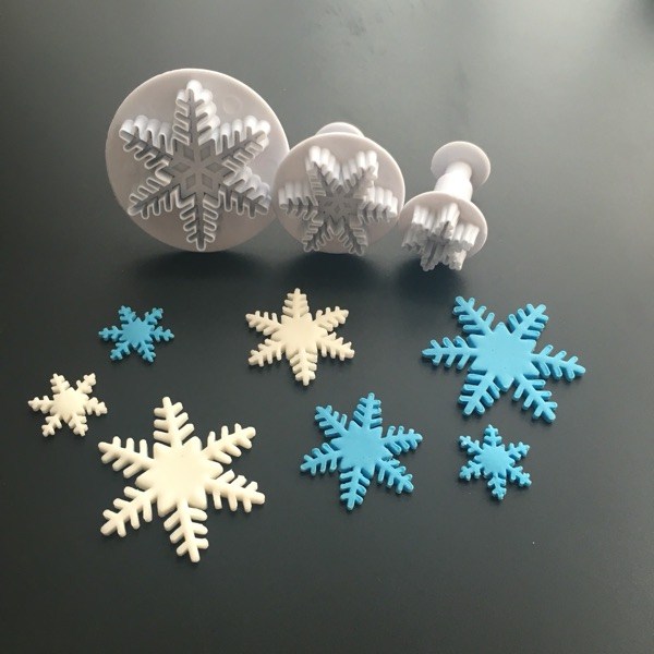 Snowflake Plunger Cutter Fondant Tool cake&sweet Plunger snow shape 3pcs plastic cookie cutter