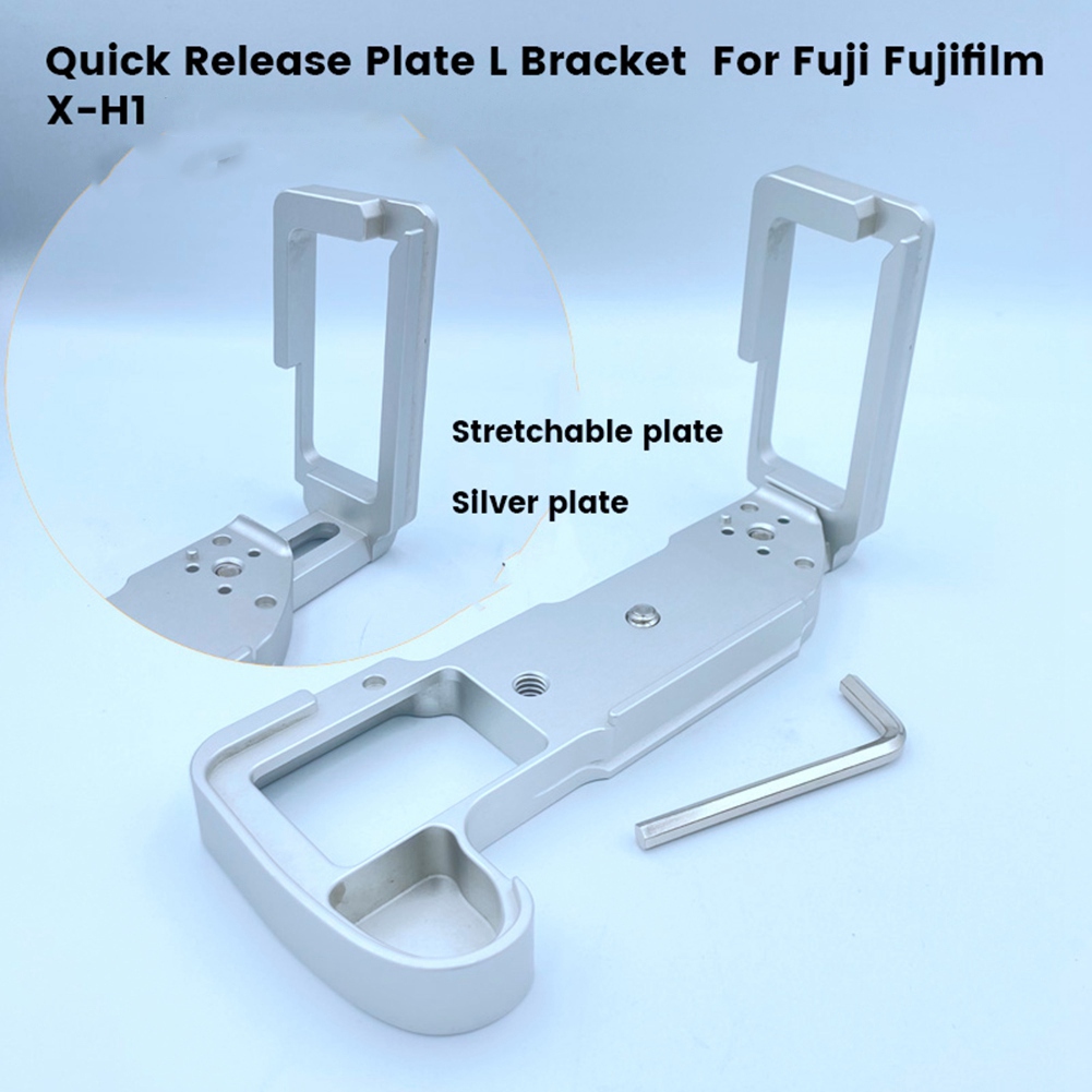 Quick Release Plate L Bracket Camera Grip Bracket Camera Grip for Fuji Fujifilm X-H1 Camera Hand Grip Base Holder Pull-Out Version Silver. 