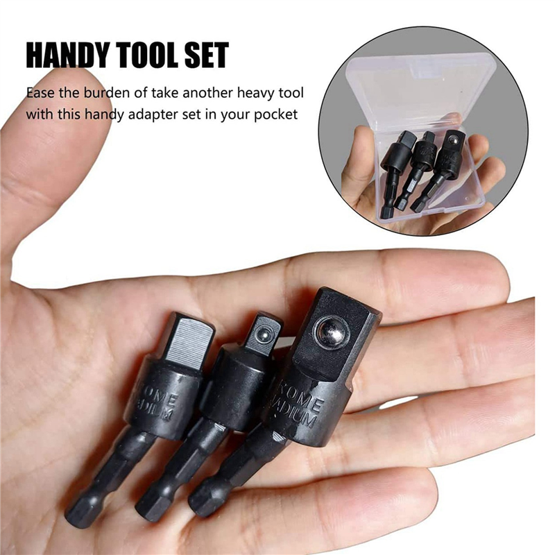 6PC Wobble Socket Adapters Universal Joint Swivel Socket Set, 1/4 Inch Hex Shank to 1/4 3/8 1/2 Square Socket Drives. 