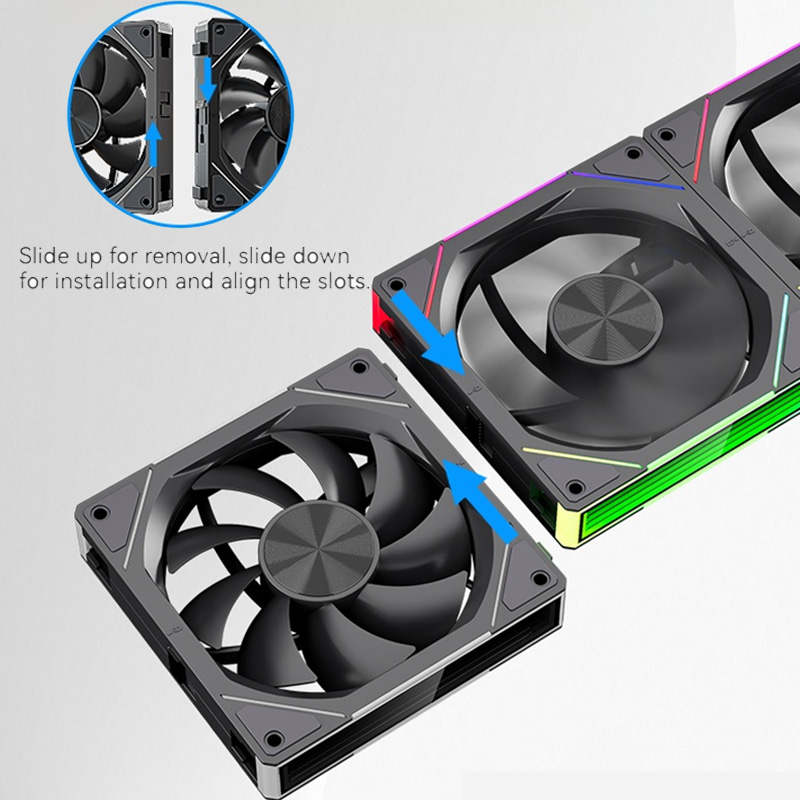 TEUCER 1 adet JM-5 bilgisayar kasası Fan 12CM ARGB ayna işık efekti kablosuz modüler Fan 4pin PWM su soğutma 360mm soğutucu Fan. 