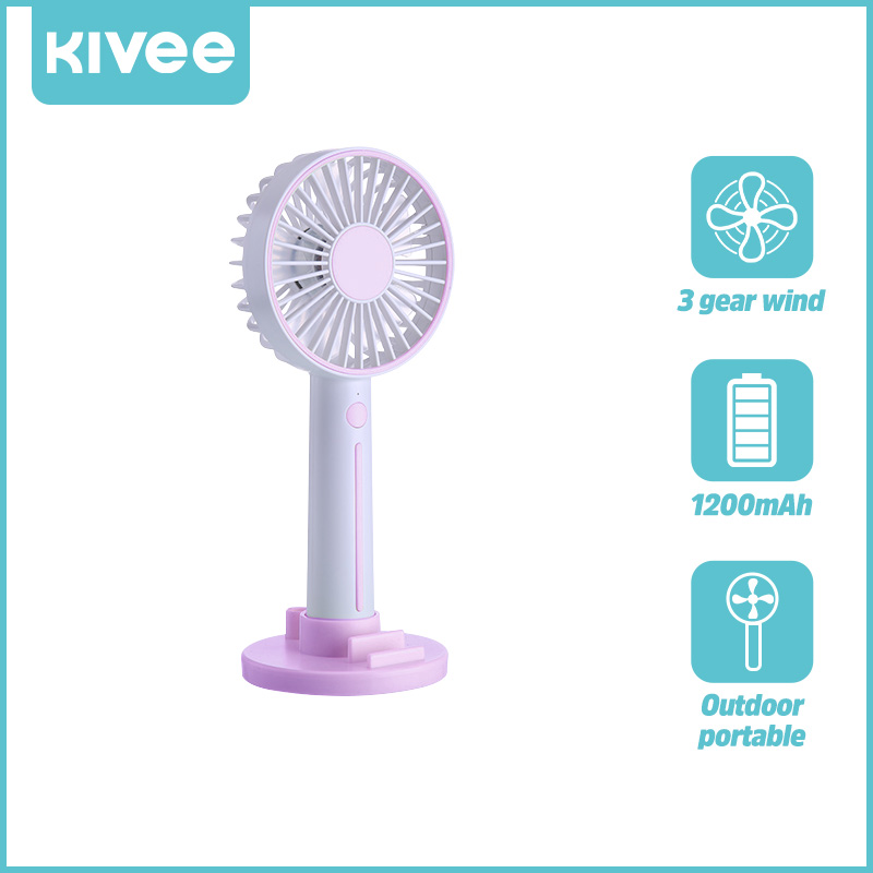 KIVEE FA29 Rechargeable Portable USB Fan Three Gear Adjustable Handheld Mini Fan Wind Power Ultra Quiet Convenient Handheld Fan Rechargeable Cute Square Cooling Fan For Outdoor Home Office Keep Cool with Kivee