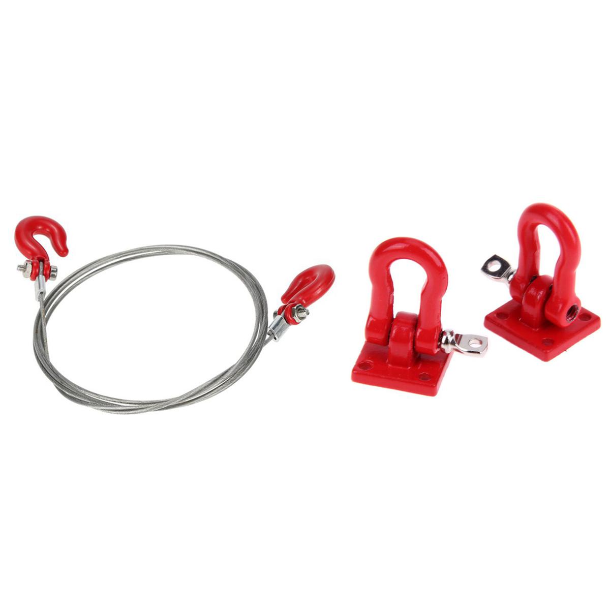 1 Pair Trailer Hook 1: 10 Scale Accessory for RC Crawler SCX-10 Truck & 1 Pcs 1: 10 RC Crawler Accessories Metal Trailer Wire Rope Tow Rope for RC Car 1/10 D90 Axial SCX10 Truck