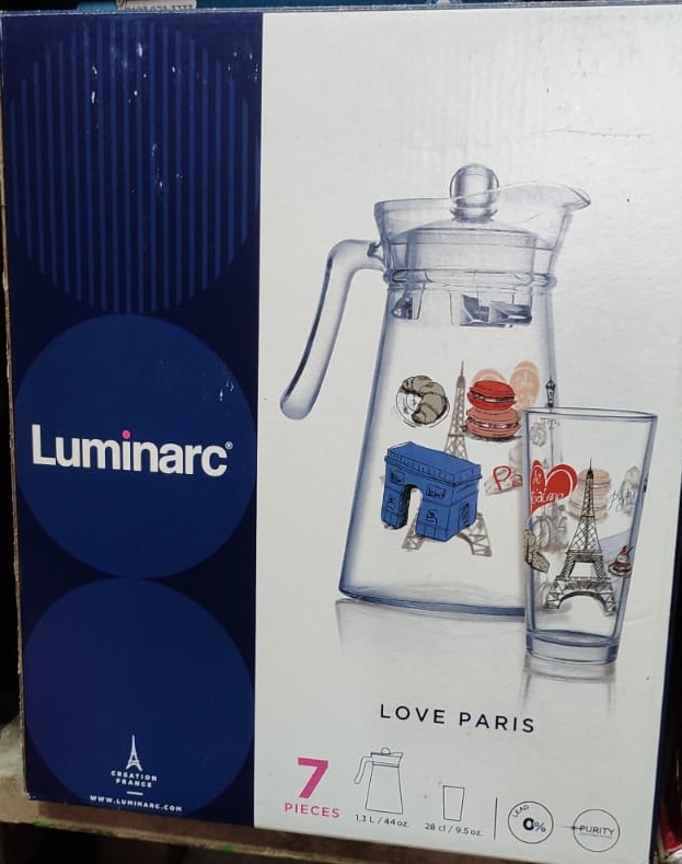 Luminarc Water Jug And Juice Jug And Pitcher. 