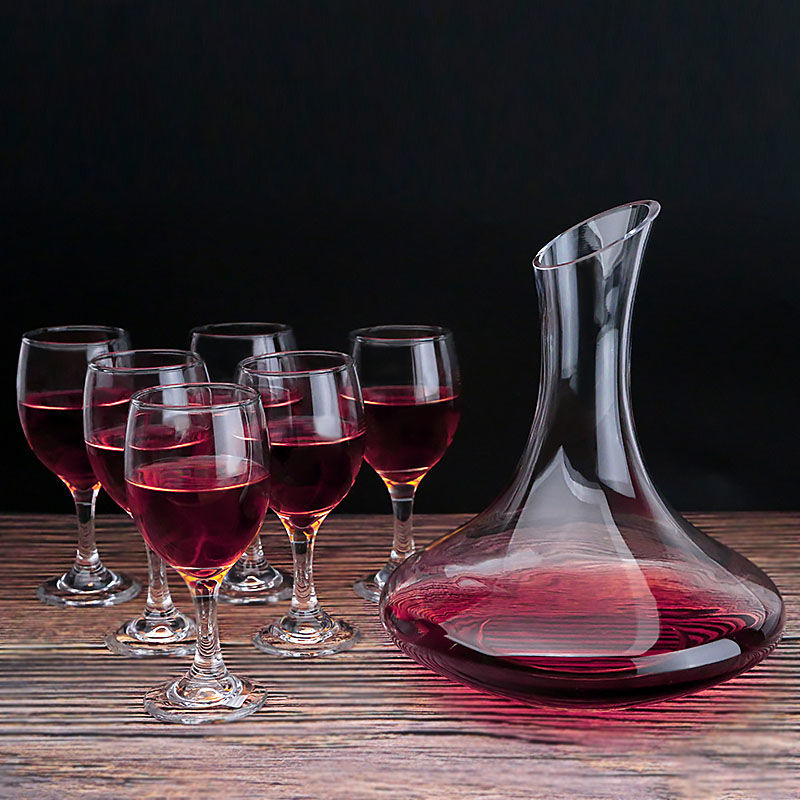 Red Glass Set Household Hotel Restaurant Goblet Decanter Glass TASS. 