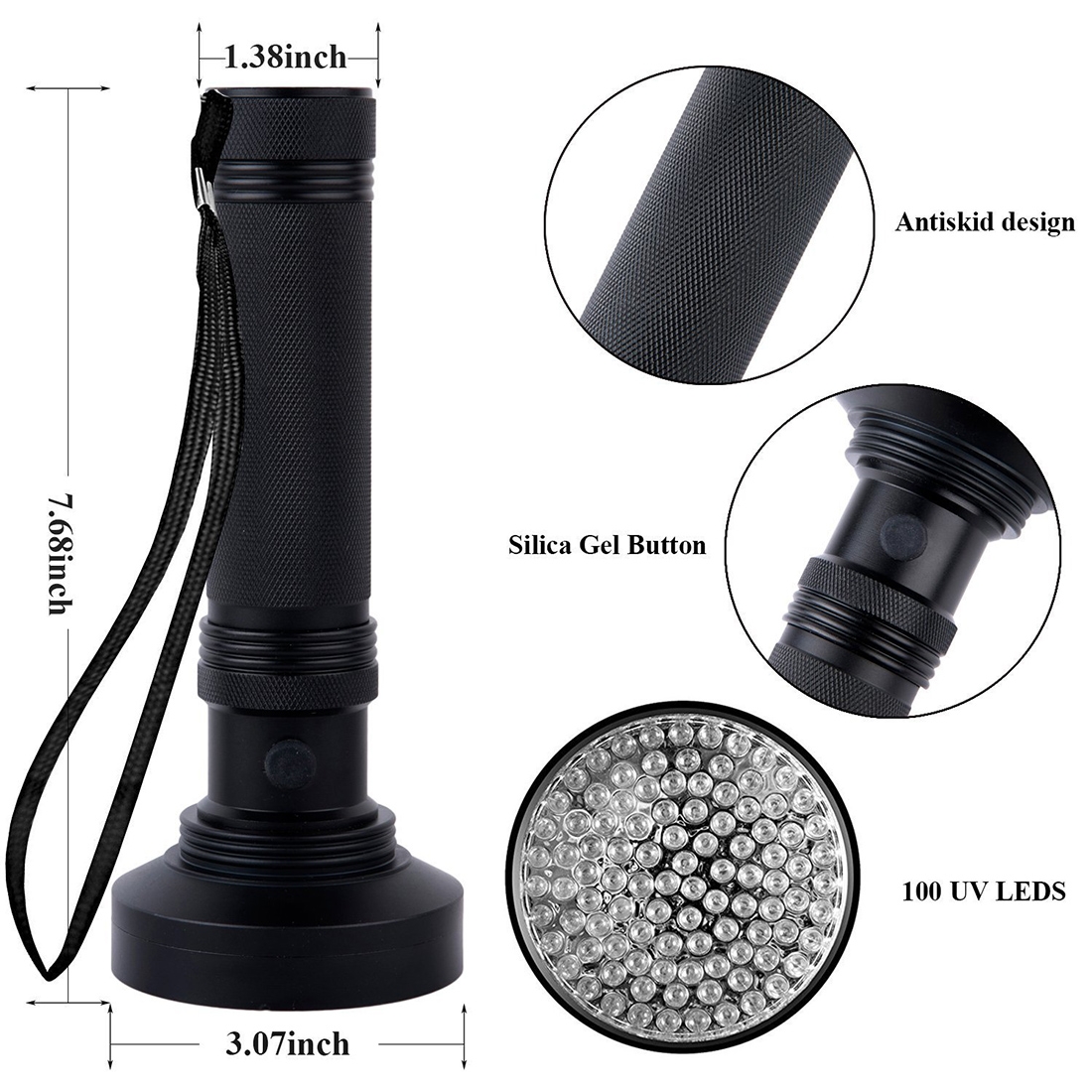 100 LED UV Flashlight Scorpion Detector Fluorescence Detector. 