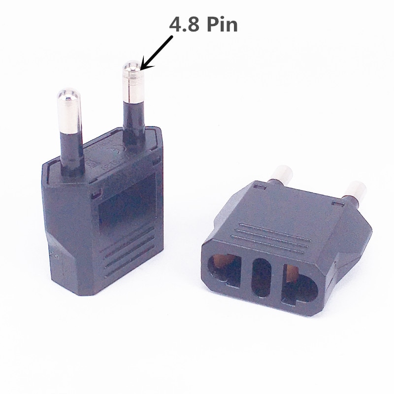 2PCS EU Euro Travel adapter,China Chinese US to EU Plug 4.8mm Jack Power Adapter Plug,IEC Type C Travel Adapter. 