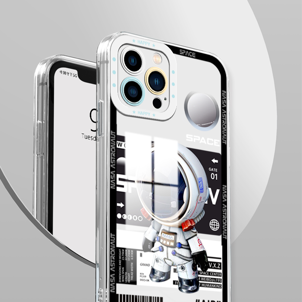 Hontinga for Realme 10 Pro Plus 5G Back Cover New Astronaut Crystal Case Camera Protection Transparent TPU Soft Phone Cover. 