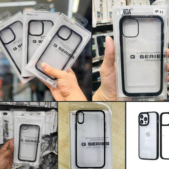 Q Series Magic Mask Case For iPhone 6 7 8 Plus X Xr Xs Max, 11 Pro Max, 12 Pro Max, 13 Pro Max, 14 Pro Max, 15 Pro Max, 16 Pro Max Transparent Black Shockproof Camera Protective Premium Quality Back Cover