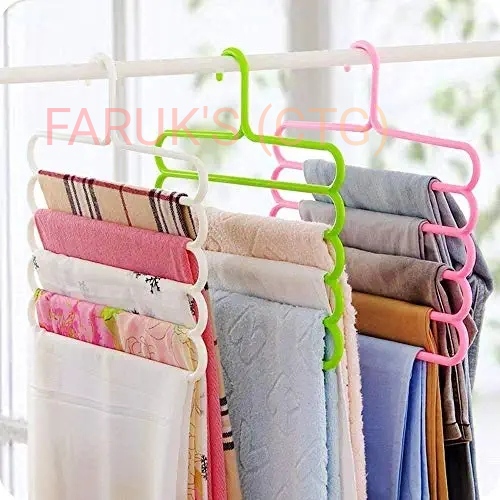 5 Layer 3 piece Plastic Hangers for Clothes in Wardrobes Space Saving Multipurpose Hanger. 