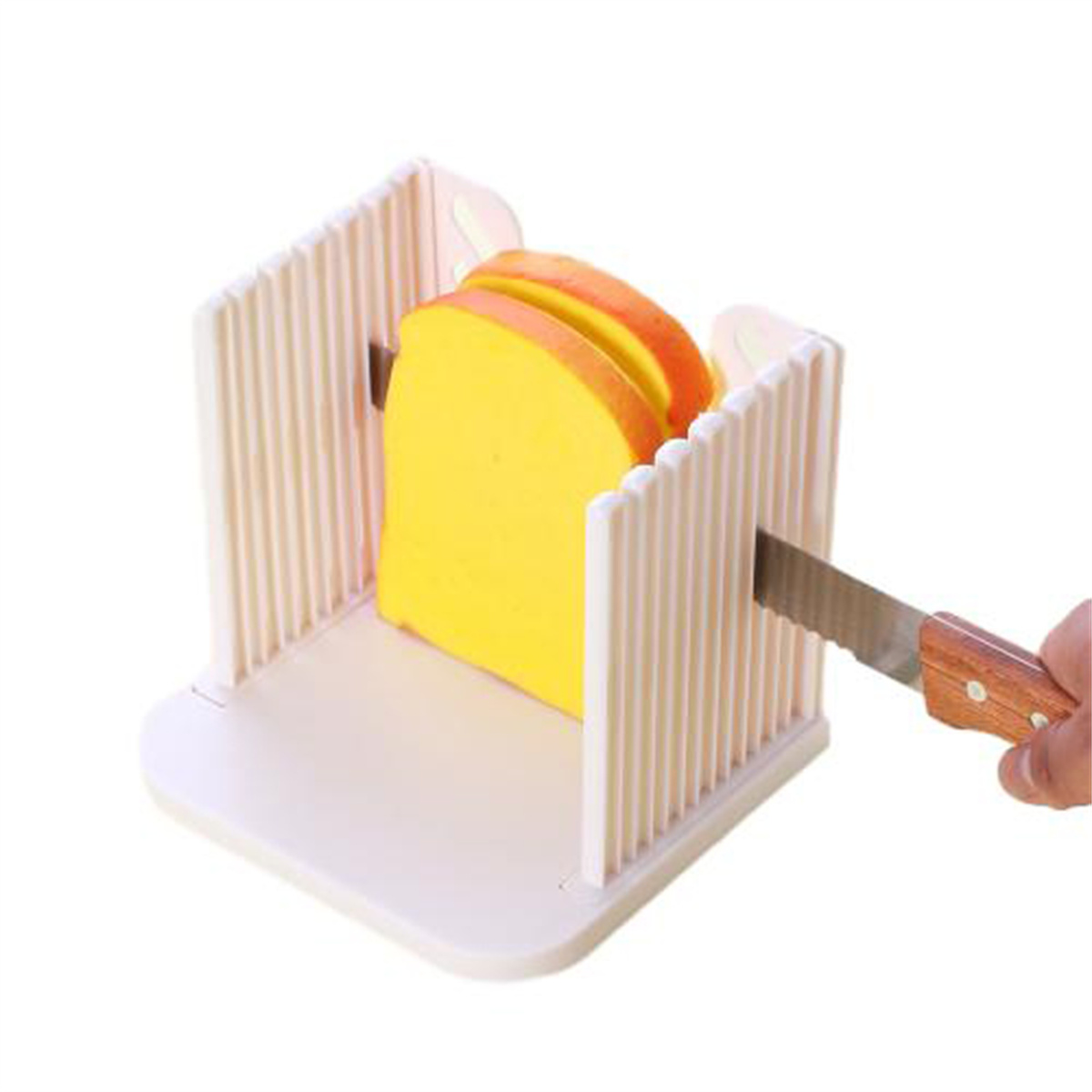 GC Bread Slicer For Homemade Bread, Bread Slicing Guide Adjustable Width, Foldable And Compact Cutting Guide With Crumb Tray, Suitability For Homemade Bread, Bagels, Cakes. 