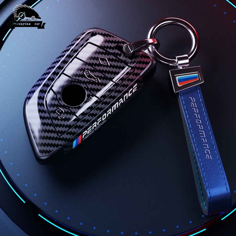 PC Carbon Fiber Style Car Key Case Cover Shell Fob For BMW X3 X5 X6 F30 F34 E60 E90 F10 E34 E36 F20 G30 F15 F16 1 3 5 7 Series. 