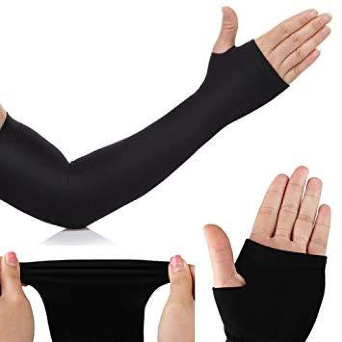 Outdoor Sun Protection Gloves For Men - Fingerless- Slim Hand Fit- 2 Pcs Set - Stay Cool And Protected From Harmful Uv Rays On Your Adventures. 