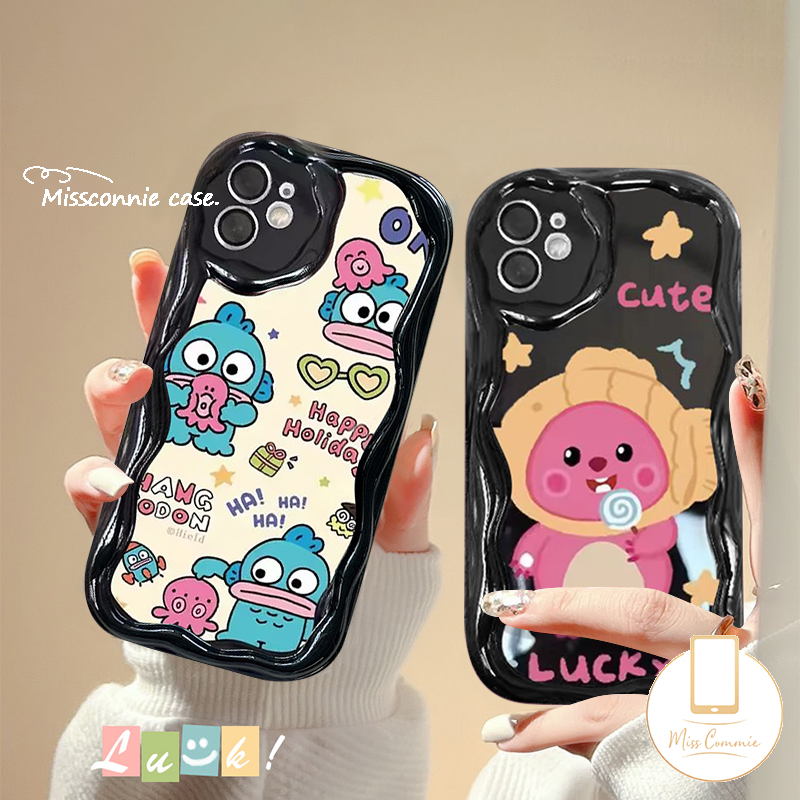 MissConnie Creative Cute Clownfish Little Beaver Loopy 3D Wavy Curved Edge Phone Case Compatible for IPhone 7Plus 15 14 11 13 12 Pro Max XR X XS MAX 6 15 8 7 6S Plus SE 2020 Shockproof Cover
