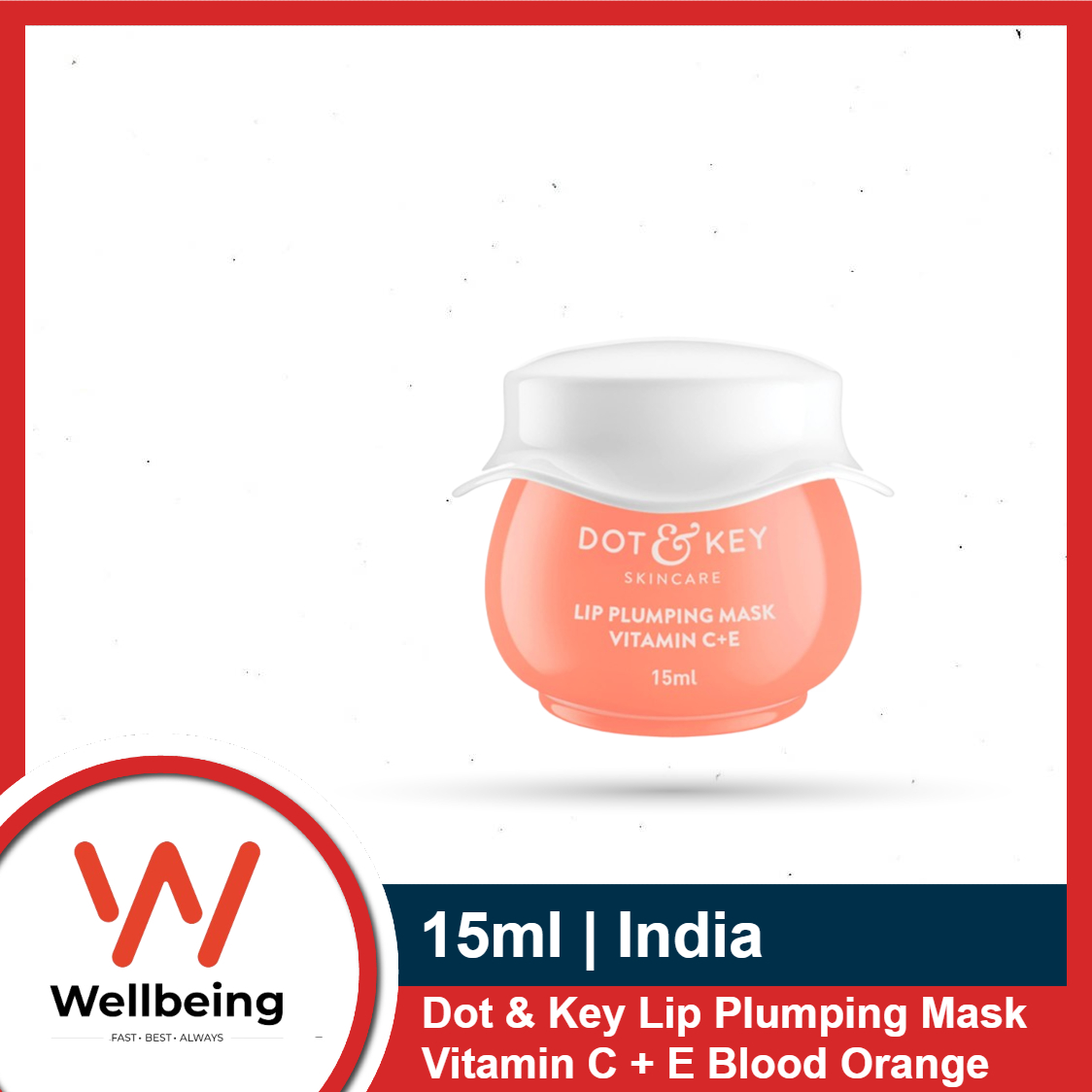 Dot & Key Lip Plumping Mask With Vitamin C + E 15ML For Naturally Glowing Lips, Fades Lip Pigmentation, Smoothes Flaky & Dry Lips, Lip Mask For Soft, Smooth & Plump Lips (Blood Orange & Nectarine)