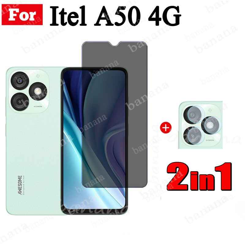 Itel A50 4G Tempered Glass for Itel A 50 A5 0 A05S A60 A60S A70 RS4 S24 S23 P55+ P40 2 in 1 Camera Lens Glass Full Cover Screen Protector. 