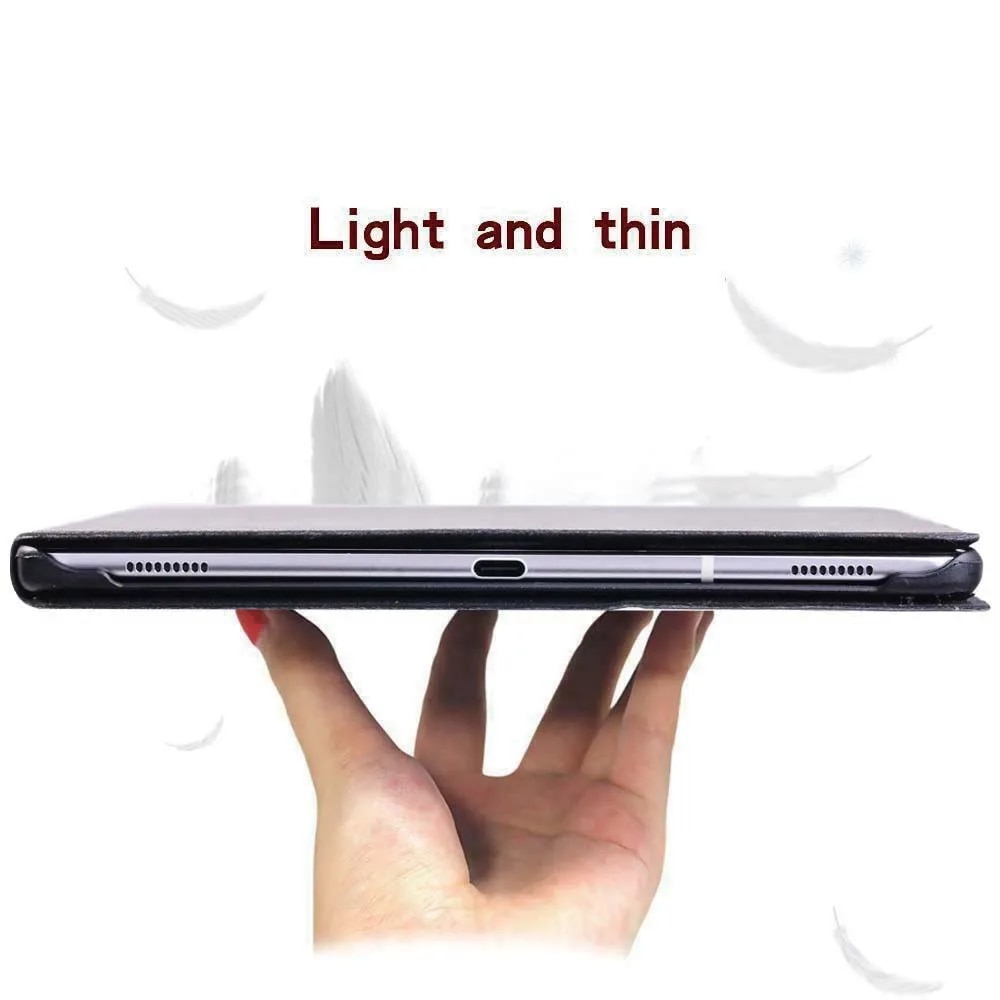 Tablet Case for Alcatel 1T 7 10/3T 8 10/A3 10 Cover Case for 7 Inch/8 Inch/10 Inch Leather Flip Pure Black Protective Shell+pen. 