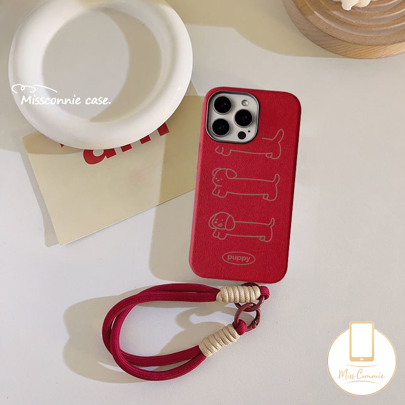 Luxury Lanyard Case for Realme Note 60 50 C63 C67 C15 C65 C35 C61 C11 C25 C21 C3 C30 C51 C53 C20 C21Y C55 C17 C31 C25Y 5 11 5i 5s 7i 12 6i Narzo 50 20 Cute Puppy Dachshund Dog Case. 