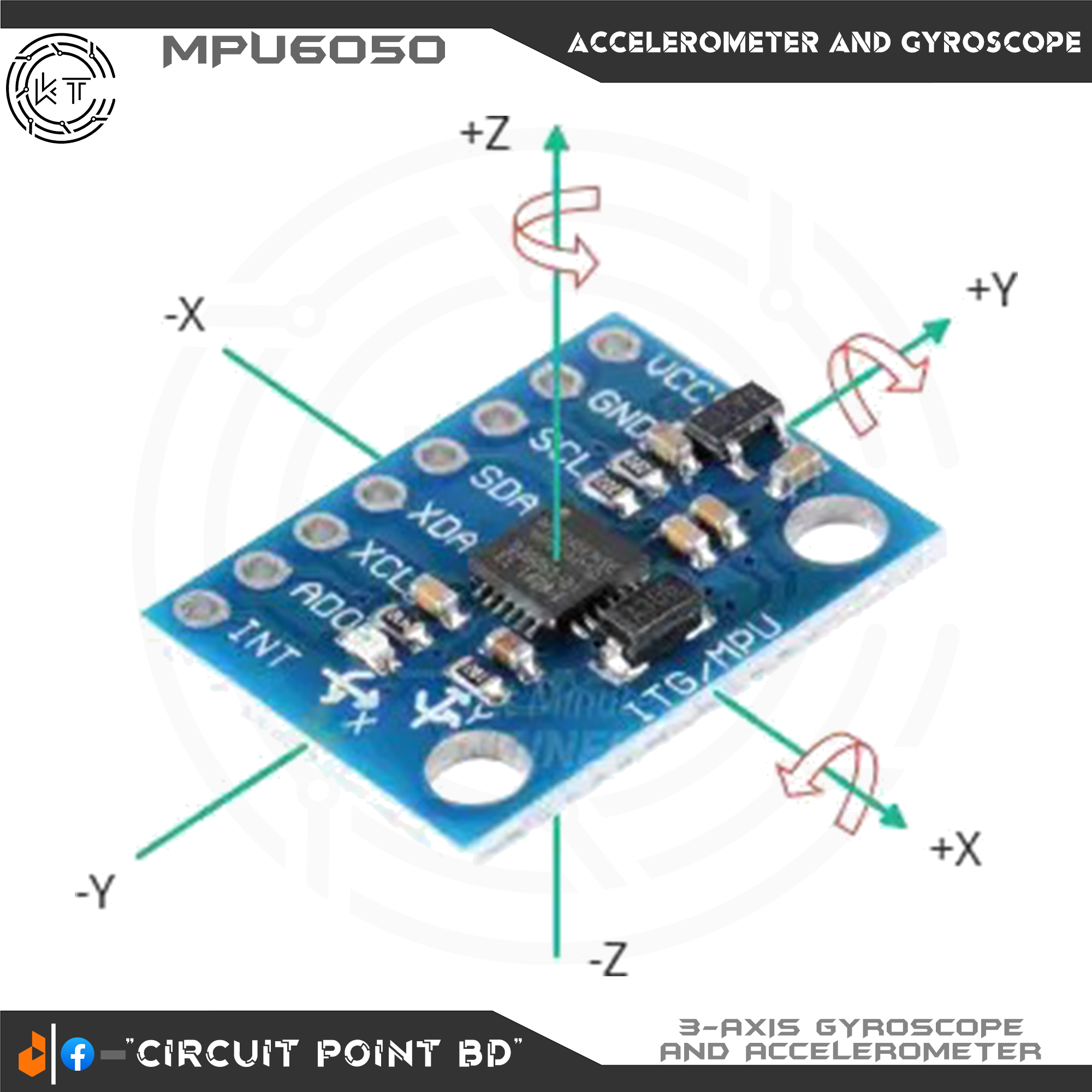 MPU6050 MPU-6050 3 Axis Gyro Sensors + 3 Axis Accelerometer Sensor Module GY521 for Electronics or DIY Project.. 