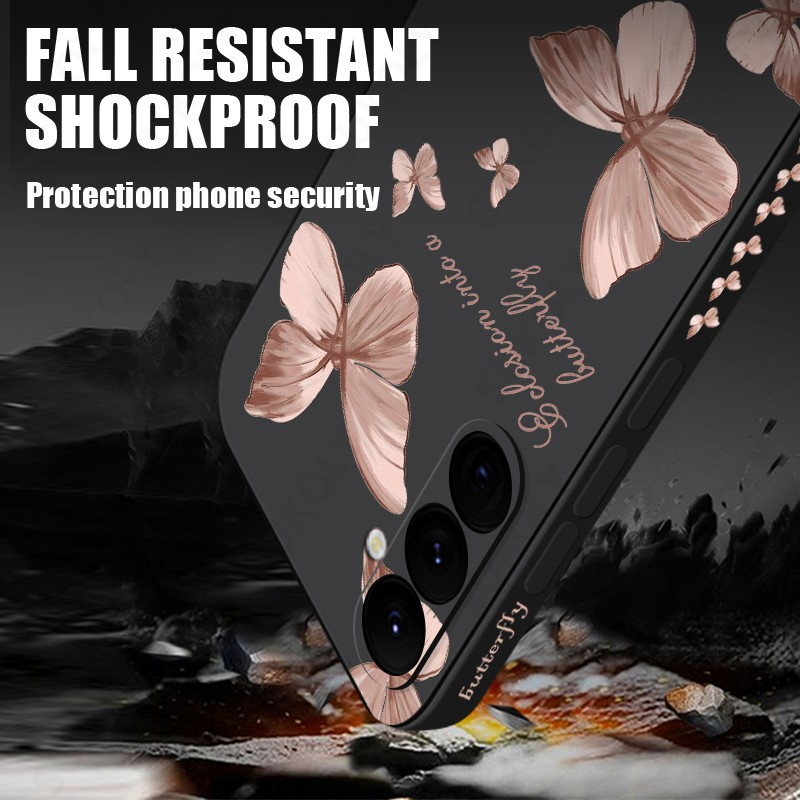 Butterfly Pattern Hand Lanyard Case For Samsung Galaxy S22 S23 S24 Ultra S23 FE A55 A53 A54 A35 A15 5G Soft Silicone Phone Cover. 
