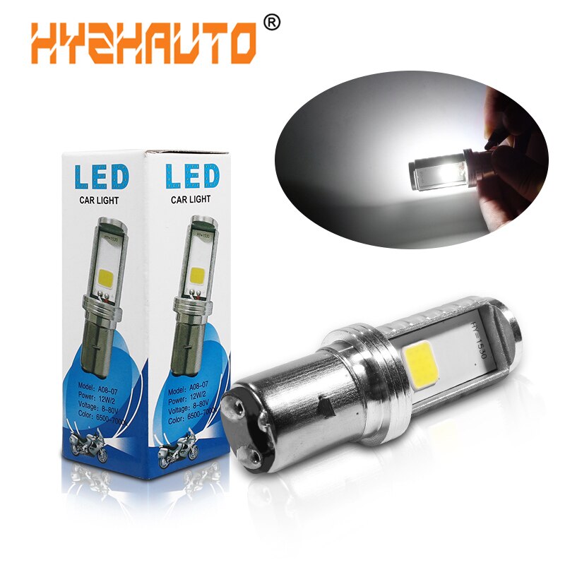 Socket Type: Color: White HYZHAUTO 1Pcs H6 BA20D LED Motorcycle Headlight High Power COB Bulb For LED Motor bike Scooter Headlamp Hi/Lo Beam 12W 1000LM. 