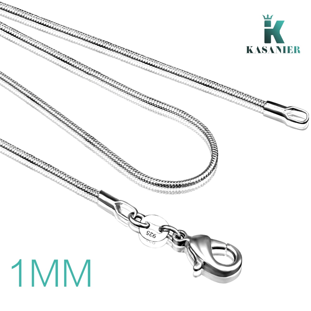 1mm 925 Silver Snake Chain Necklace 16 