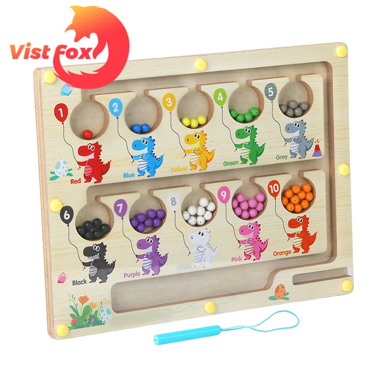 Bead Counting Board Game Intertive Educational Toy for Kids Magnetic Bead Maze Board Game with Ice Cream Dinosaur Vegele Fruit Sorting Counting tivities Magnetic Maze Board
