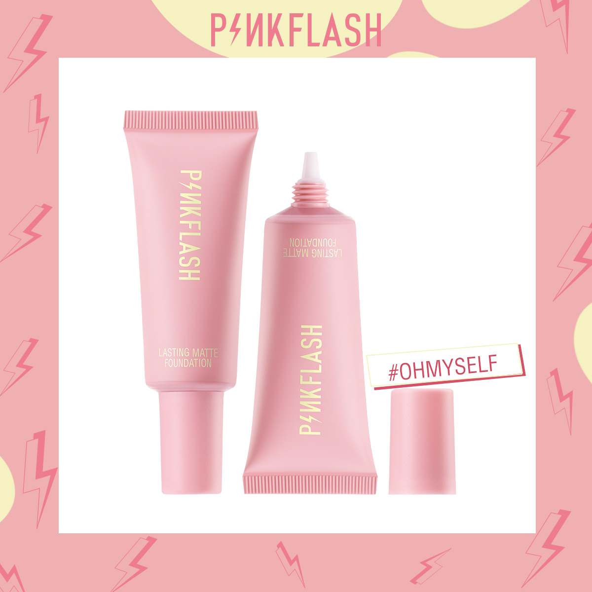 PinkFlash Foundation #4 Medium peach (Suitable for warm pink) OhMySelf Foundation Weightless Lasting All Day High Coverage Oil Control Matte - 25g. 