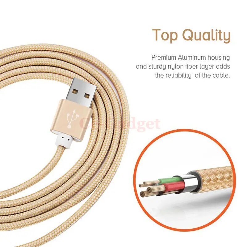 【Lejia】Nylon Micro USB Data Sync & Fast Charge Cable for Samsung Galaxy S7 Edge / S7 S6 Edge S4 S3 5 4 A5 A7 J3 J5 J7. 