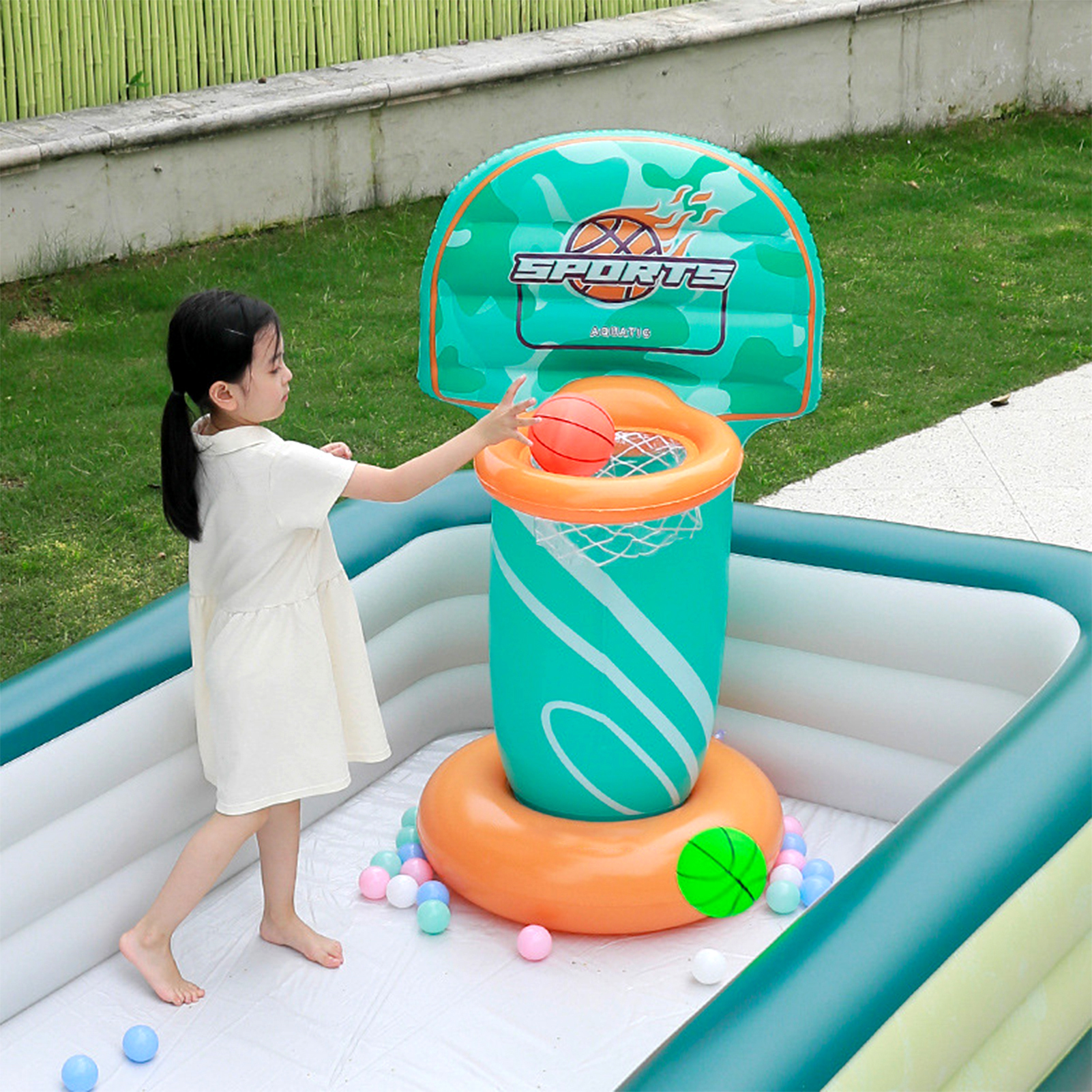 Floating Inflatable Basket Environmental Floating Pool Basketball Frame. 