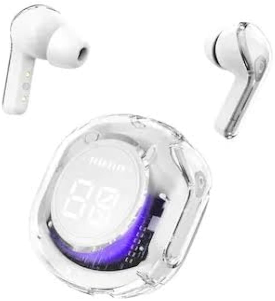 Ultrapods Pro True Wireless Earbuds with Display Transparent Design, Bluetooth 5.3 Water Proof by Somiron