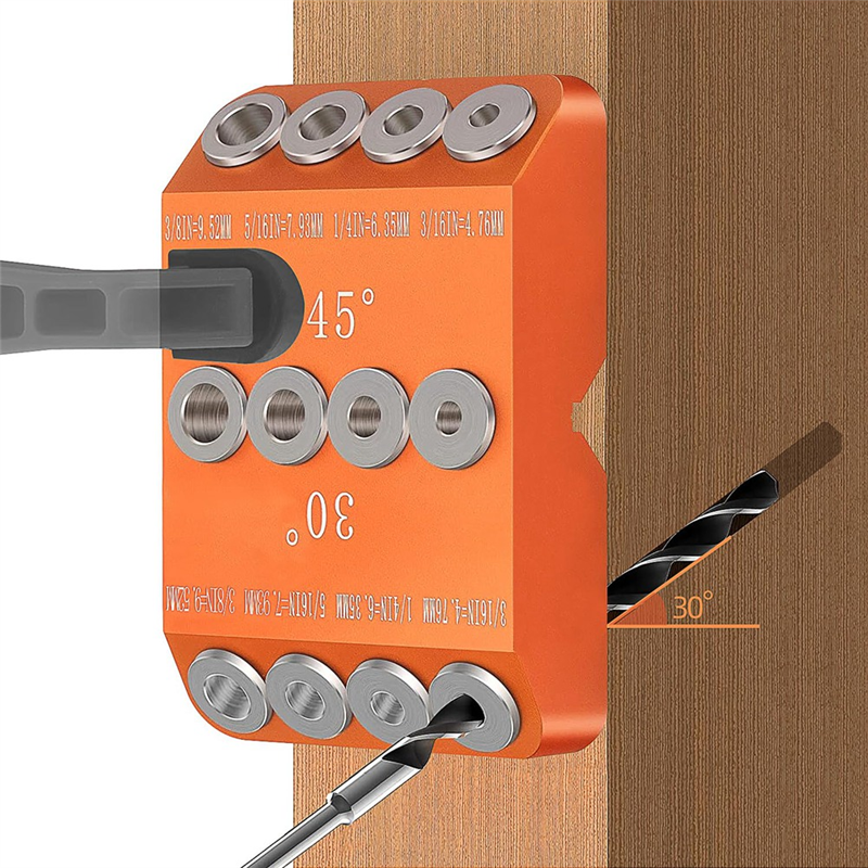 Drill Guide 30 45 90 Degree Angle 4 Size Drill Hole Lag Screw Drill Template Jig for DIY Wood Crafts Stair Wire Handrail Durable Easy Install. 